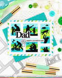 Waffle Flower Stamp, Postage Collage Dad Silhouettes