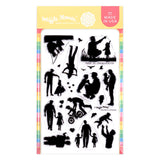 Waffle Flower Stamp, Postage Collage Dad Silhouettes