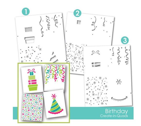 Taylored Expressions Stencil, Create-in-Quads - Birthday Presents