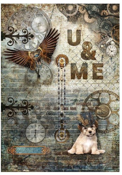 Decoupage Queen Paper, Steampunk Dog Rice Paper