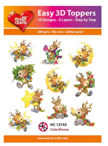Hearty Crafts Embellishment, Easy 3D Toppers - Cute Moose