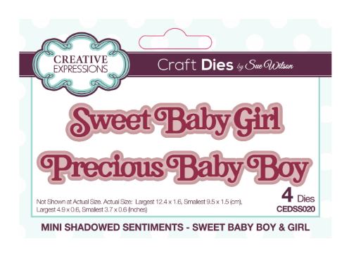 Creative Expressions Die, Noble Sentiments Collection, Shadowed - Sweet Baby Boy & Girl