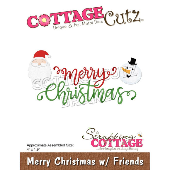 Cottage Cutz Die, Merry Christmas W/Friends - Die