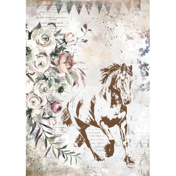 Stamperia Rice Paper A4, Romantic Horses - Running Horse