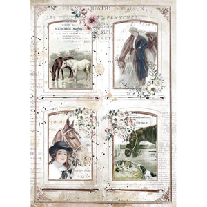Stamperia Rice Paper A4, Romantic Horses - Frames