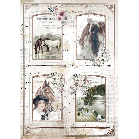 Stamperia Rice Paper A4, Romantic Horses - Frames