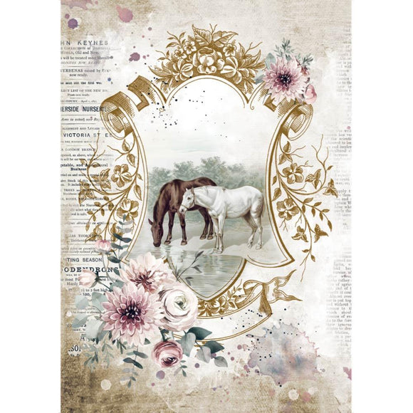Stamperia Rice Paper A4, Romantic Horses - Lake