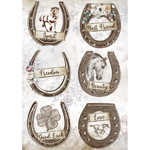 Stamperia Rice Paper A4, Romantic Horses - Horseshoes