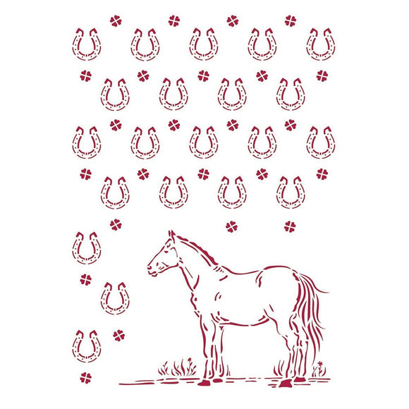Stamperia Stencil, Romantic Horses - Horseshoes