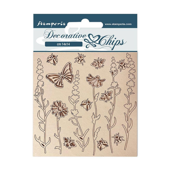 Stamperia Embellishment, Provence Decorative Chips - Flowers & Butterflies