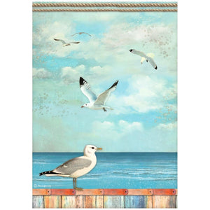 Stamperia Rice Paper A4, Blue Dream Seagulls