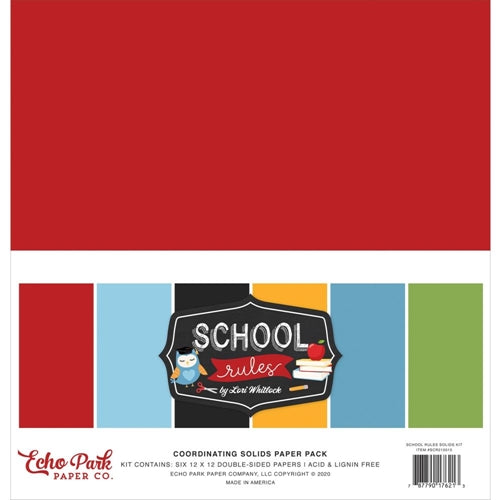 Echo Park Paper Cardstock Variety Pack 12x12, School Rules