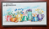 Art Impressions Stamp, Watercolor Cling - Foundations Teapots