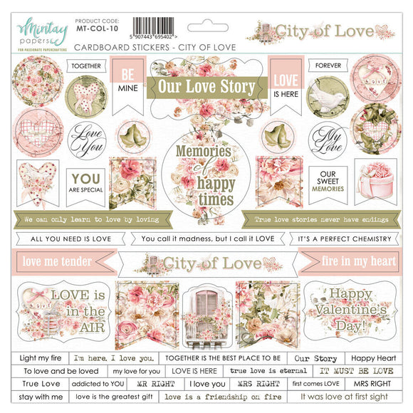 Mintay Paper Embellishment, City of Love - Cardboard Sticker