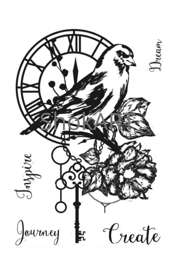 ShokART Stamp, Floral Bird