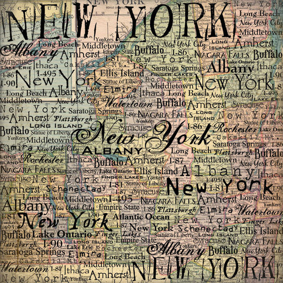 Scrapbook Custom Paper 12x12, New York Map