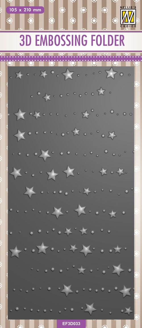 Nellie's Choice Embossing Folder 3D, Slimline - Stars and Dots
