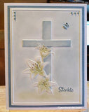 Nellie's Choice Embossing Folder 3D, Cross with Lilys