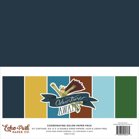 Echo Park Paper Cardstock Variety Pack 12x12, Adventure Waits