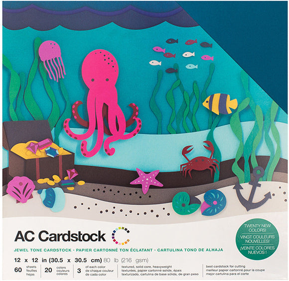 AC Paper Cardstock Variety Pack 12x12, Jewel (60 Piece)