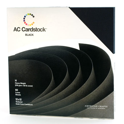 AC Paper Cardstock Variety Pack 12x12, Black (60 Piece)