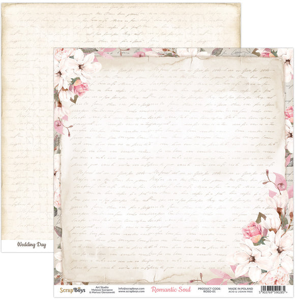 ScrapBoys Paper 12x12, Romantic Soul Collection - Various Designs Available