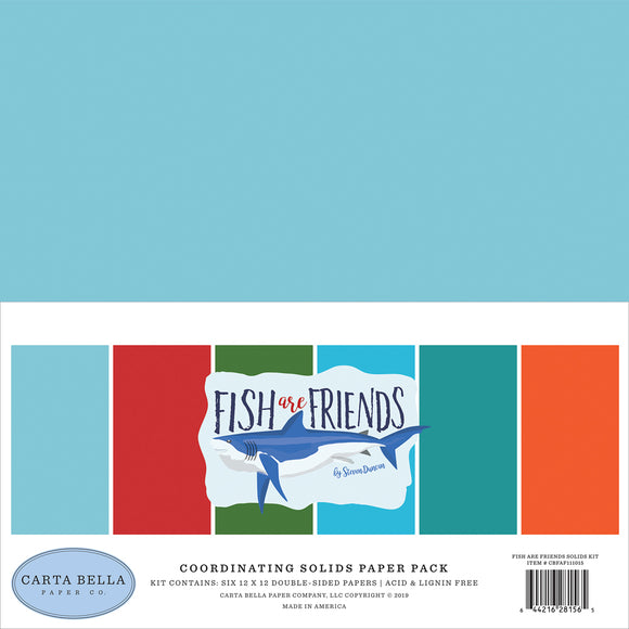 Carta Bella Paper Cardstock Variety Pack 12x12, Fish are Friends