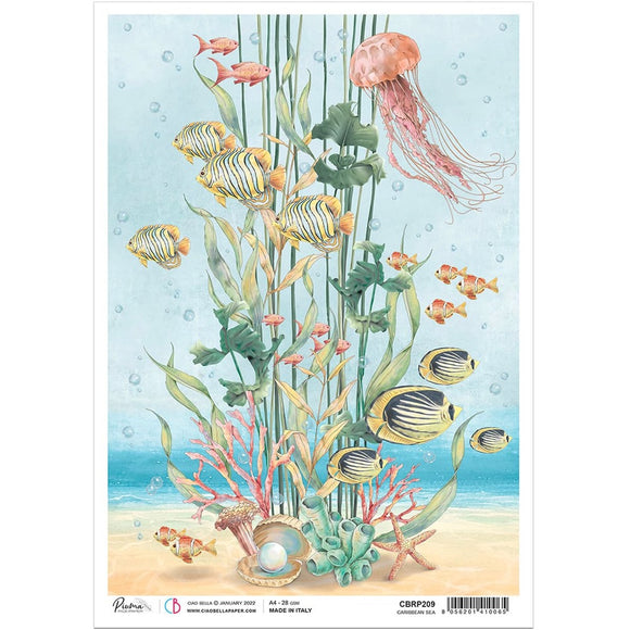 Ciao Bella Rice Paper A4,  Underwater Love - Caribbean Sea