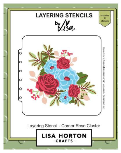 Lisa Horton Stencil - Corner Rose Cluster