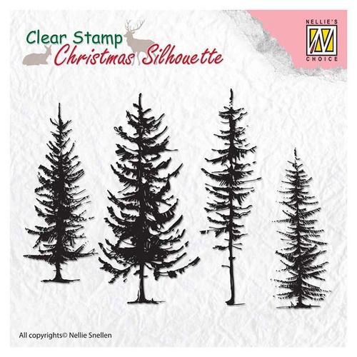Nellie's Choice Stamp, Christmas Silhouette - Pine Trees