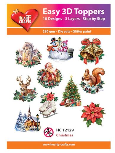Hearty Crafts Embellishment, Easy 3D Toppers - Christmas