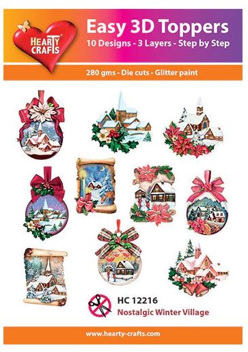 Hearty Crafts Embellishment, Easy 3D Toppers - Nostalgic Winter Village