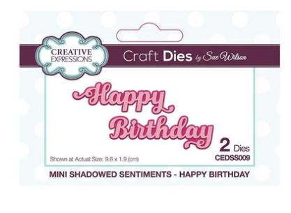 Creative Expressions Die, Mini Shadowed Sentiments - Happy Birthday
