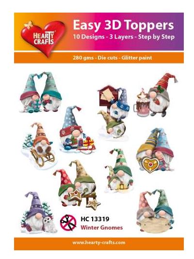 Hearty Crafts Embellishment, Easy 3D Toppers - Winter Gnomes Having fun