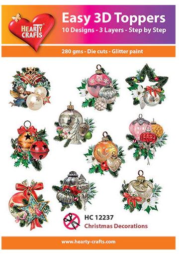 Hearty Crafts Embellishment, Easy 3D Toppers - Christmas Decorations