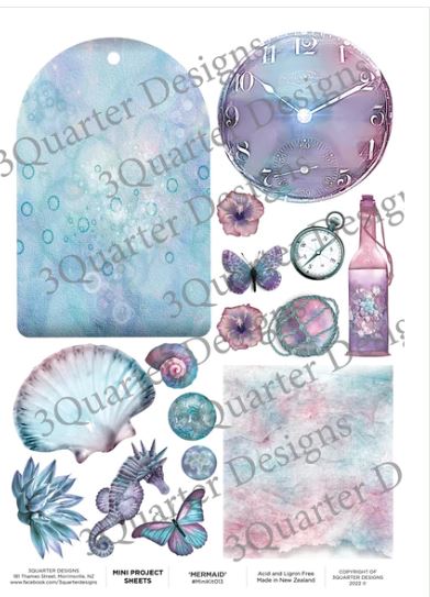 3Quarter Designs Embellishment, Mini Project Sheet - Mermaid