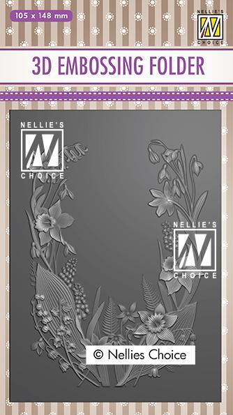 Nellie's Choice Embossing Folder 3D, Flower Frame 020