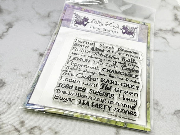 Fairy Hugs Stamp, Tea Word Collage