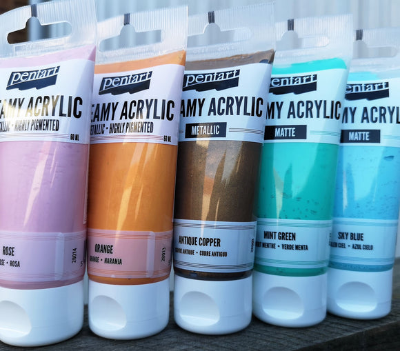 Pentart Paint, Acrylic Creamy - Metallic    Various Colours Available
