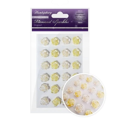 Hunkydory Embellishment, Diamond Sparkles Gemstones - Pearl Roses Multiple Colors Available