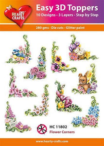 Hearty Crafts Embellishment, Easy 3D Toppers - Flower Corners