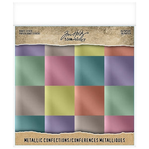 Tim Holtz Idea-ology Paper Pack 8x8, Kraft Stock - Metallic Confections