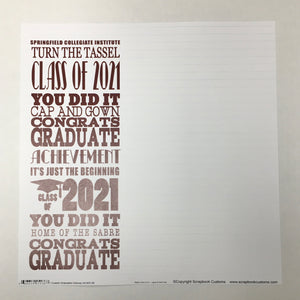 Scrapbook Custom Paper 12x12, Graduation Subway Art  Various School Names/Years Available