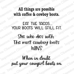 Impression Obsession Stamp, Cowboy Boot Sayings 1