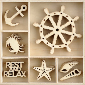 Kaisercraft Embellishment, Wooden Shapes - Flourish Pack - Uncharted Waters