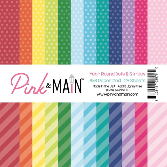 Pink & Main Paper Pack 6X6, Year Round Dots and Stripes