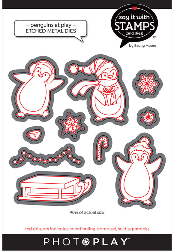Photoplay Stamp & Die Set, Say It with Stamps - Penguins at Play
