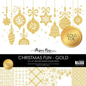 Paper Rose Paper Pack 12x12, Christmas Fun - Gold Foil