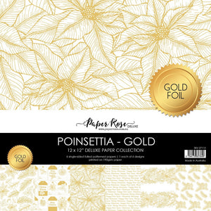 Paper Rose Paper Pack 12x12, Poinsettia - Gold Foil
