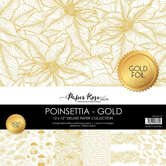 Paper Rose Paper Pack 12x12, Poinsettia - Gold Foil